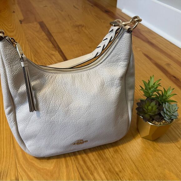 COACH Jules Hobo Leather Shoulder Handbag White C9190 - Picture 1 of 16